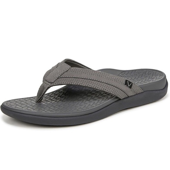Vionic Mens 9 Sandal Tide II Flip-Flop Charcoal Gray Arch Support New - Picture 1 of 9